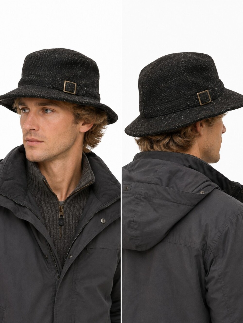 Tilley Endurables Wool Tweed Winter Hat Bucket Hat Unisex Charcoal Gray Size LT